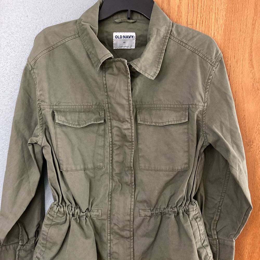 Old Navy Green Utility Jacket with Cinched Waist